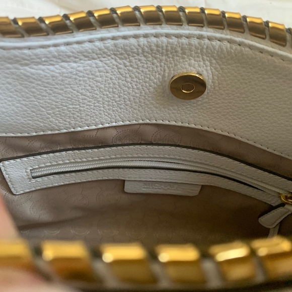 Michael Kors White/Gold Leather Satchel/Shoulder Handbag - Picture 9 of 12